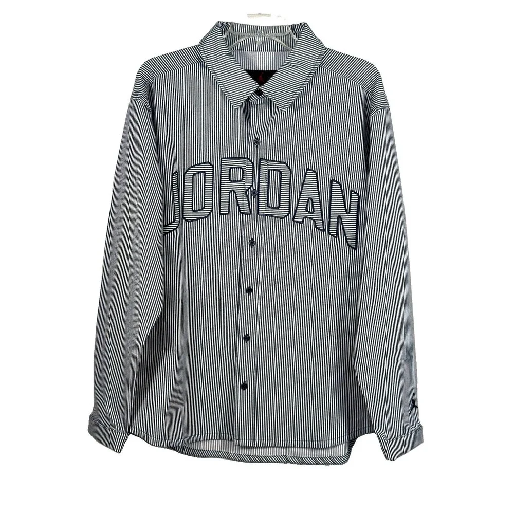 Nike Jordan Flight Oxford Long Sleeve Top Shirt Small Pinstripe IB0317-451
